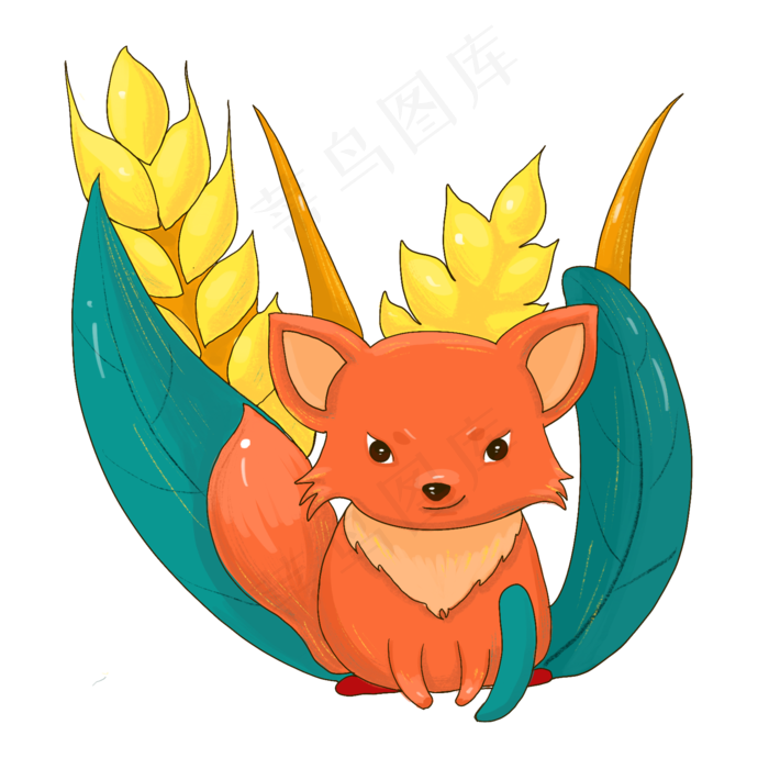 秋天狐狸大麦丰收