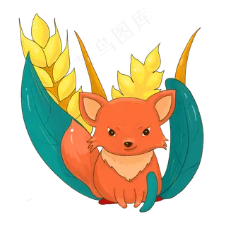 秋天狐狸大麦丰收