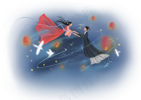 七夕情人节牛郎织女和喜鹊