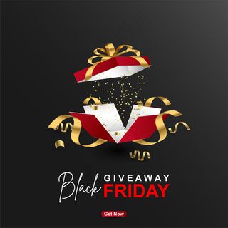 黑色星期五赠送横幅banner与现实礼品盒模板设计
