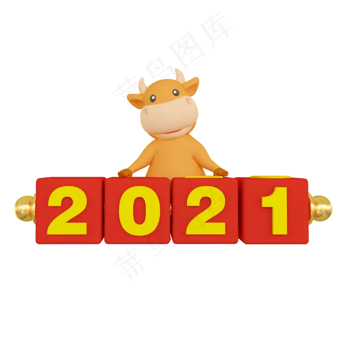 c4d新年牛立体牛牛年(3000*3000px 300 dpi )