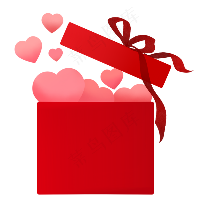 七夕情人节爱心红色礼盒