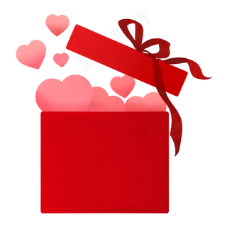 七夕情人节爱心红色礼盒