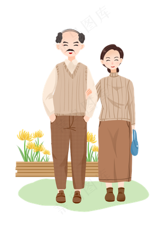 老人相伴重阳节