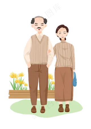 老人相伴重阳节