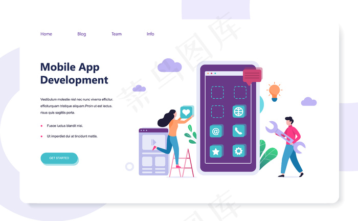 手机app移动应用开发概念。现代技术弊病eps,ai矢量模版下载