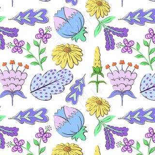 手绘异域花卉图案