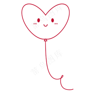 七夕情人节笑脸爱心线条气球