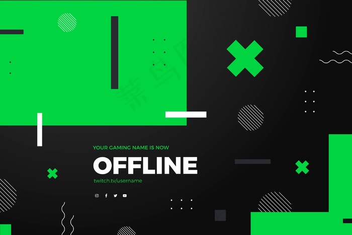 脱机twitch横幅banner模板eps,ai矢量模版下载