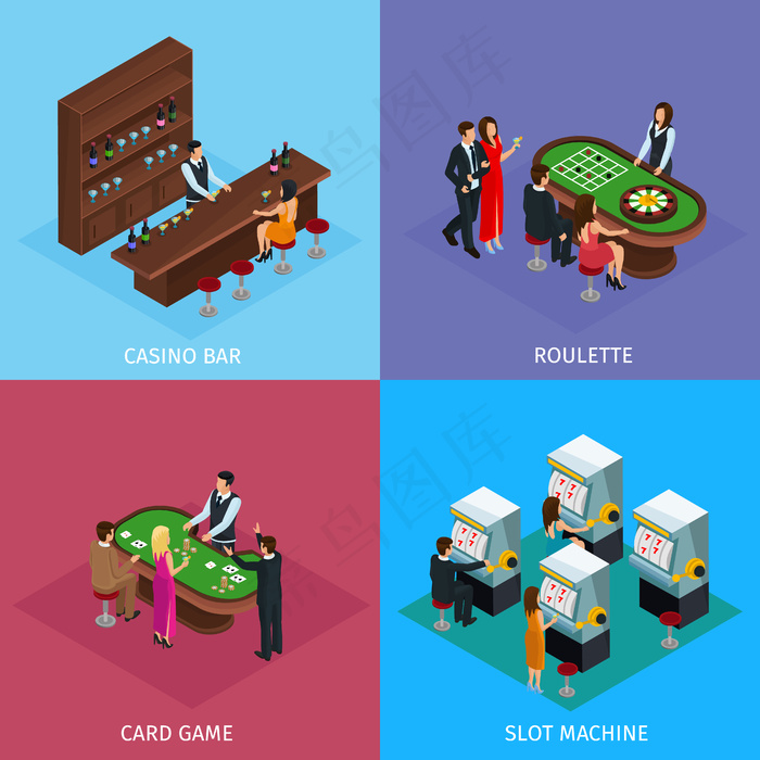 赌场广场概念中的等距人