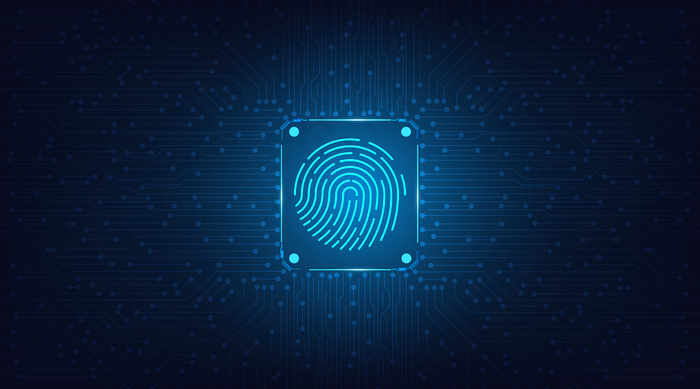 技术背景下的指纹安全系统概念抽象。