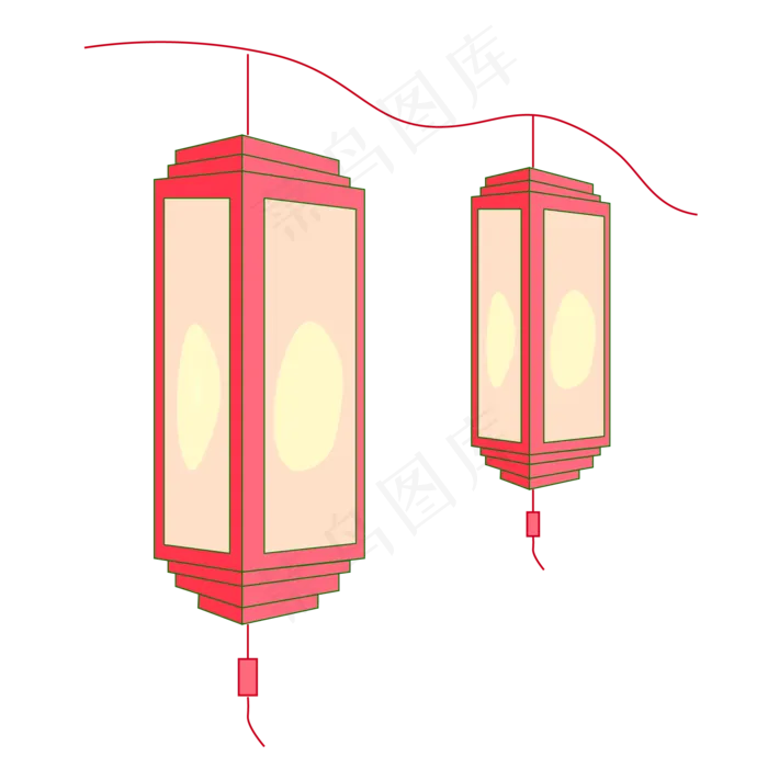 红色中秋灯笼(2000*2000px 300 dpi )ai矢量模版下载