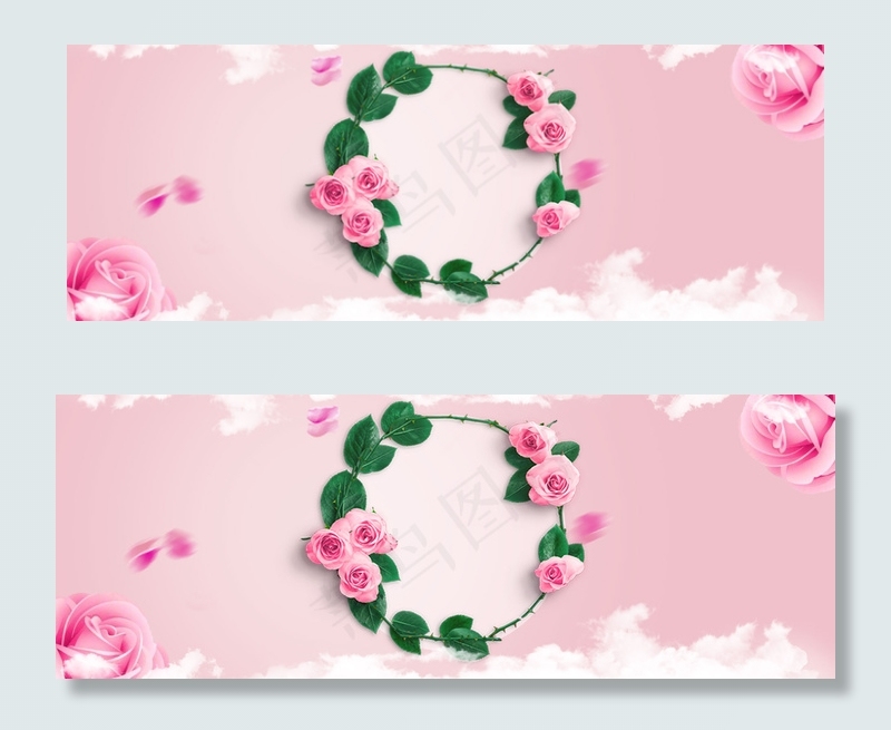 浪漫七夕花朵banner(1920*700px 	       )psd模版下载
