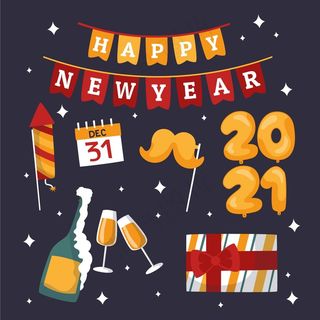 手绘新年派对元素集