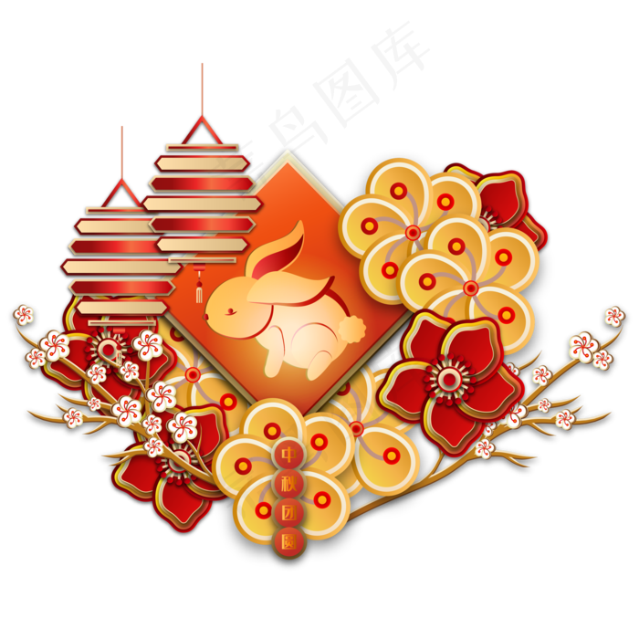 喜庆传统中秋节日剪纸装饰(2362X2362(DPI:300))ai矢量模版下载