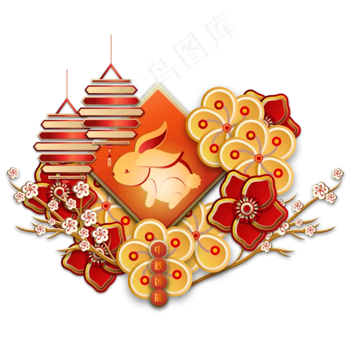 喜庆传统中秋节日剪纸装饰(2362X2362(DPI:300))ai矢量模版下载