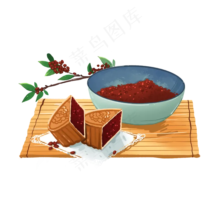 中秋节豆沙馅月饼物件组合(2000X2000(DPI:300))psd模版下载