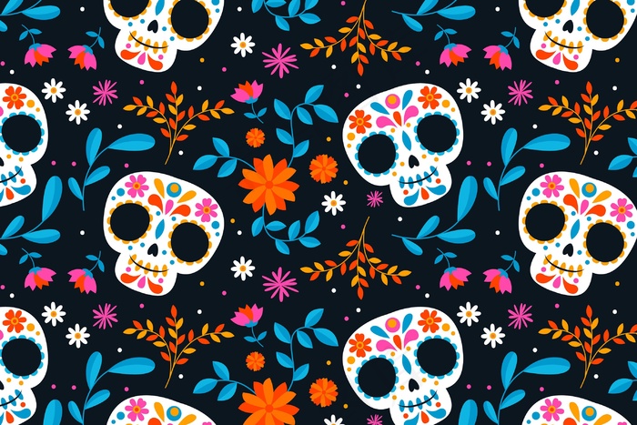 手绘dia de muertos图案