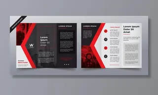 红色三折页商务宣传册模板