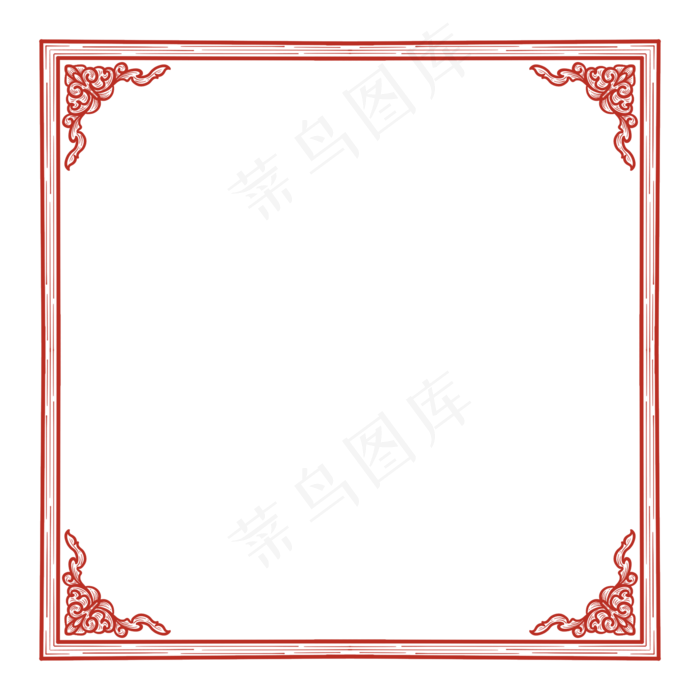 新年红色剪纸中式边框