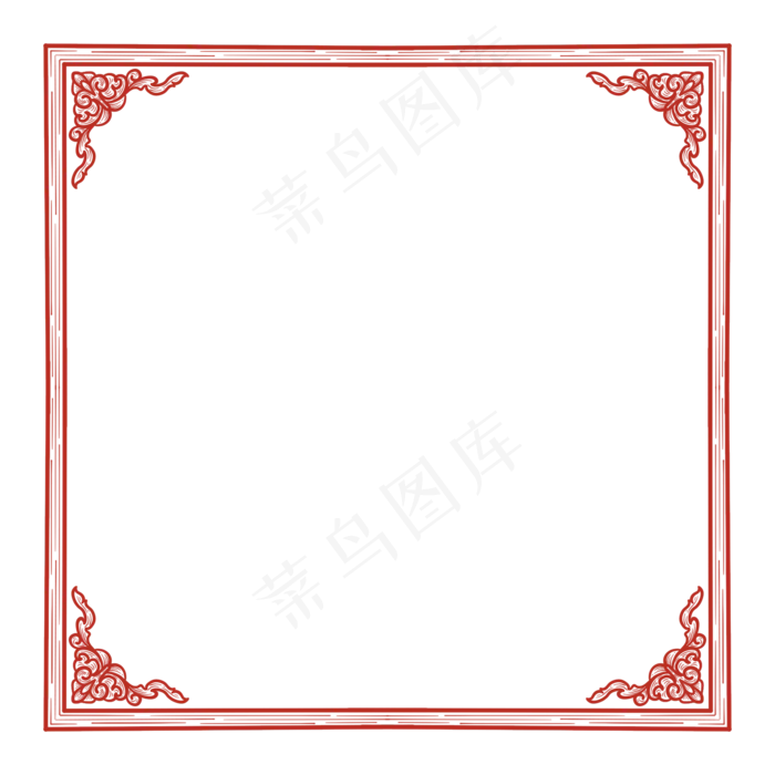 新年红色剪纸中式边框(2000X2000(DPI:300))psd模版下载