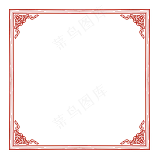 新年红色剪纸中式边框