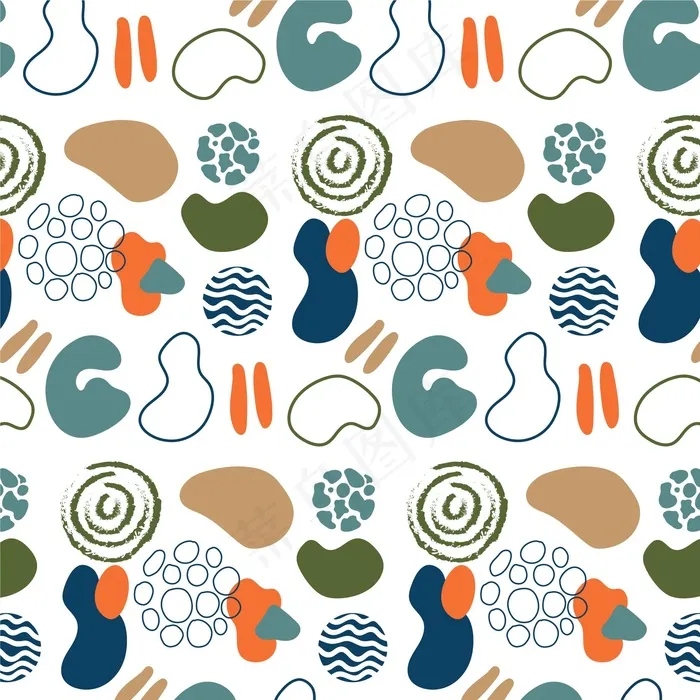 手绘抽象形状图案eps,ai矢量模版下载