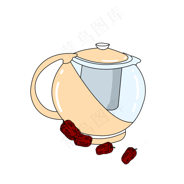 手绘秋天养生滋补养生煲红枣素材