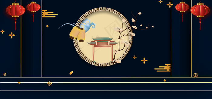 简约手绘大气中秋背景