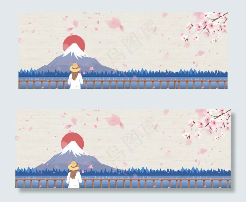 手绘日本旅游banner(1920*700px 	       )psd模版下载