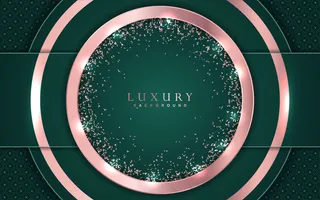 奢华的绿色背景，玫瑰金装饰