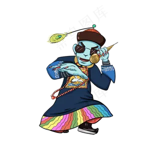 中元节僵尸先生嘻哈说唱风格手绘