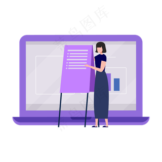 扁平风女士讲师元素