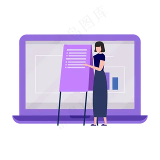 扁平风女士讲师元素