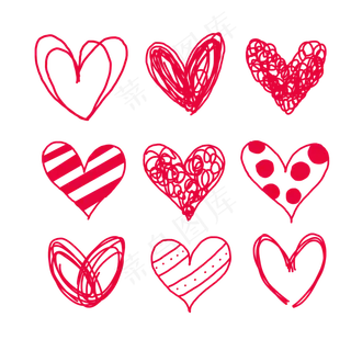 潮流装饰爱心卡通手绘素材免费下