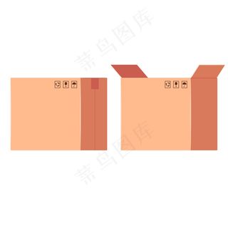 封闭式和开放式送货箱平面图隔离在白色背景上。