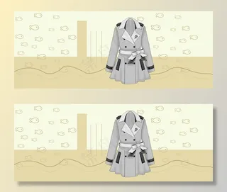 女款风衣促销季几何黄色banner