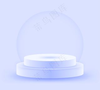 灯光照亮的浅蓝色圆形舞台讲台。