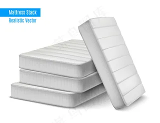 床垫堆栈与白色高品质的睡眠床垫与可编辑的文字插图堆现实的组成