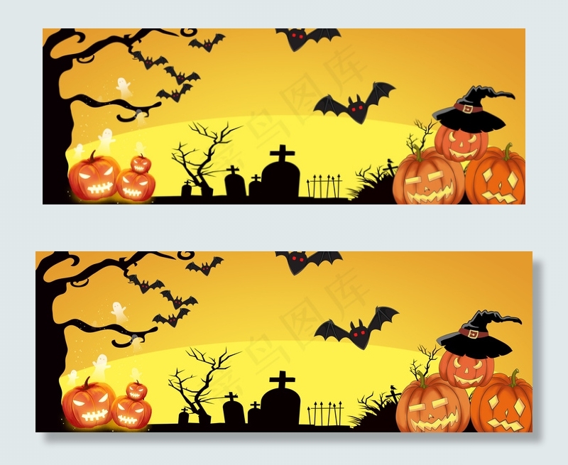 万圣节卡通童趣手绘banner