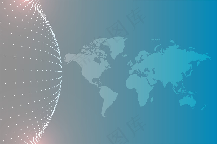 以圆形粒子为背景的世界地图eps,ai矢量模版下载