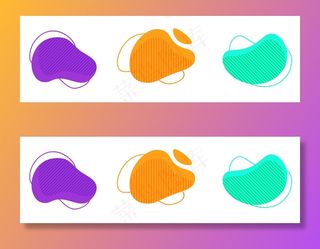 设置丰富多彩的动态几何形状抽象横幅banner徽章收集现代图形元素水平