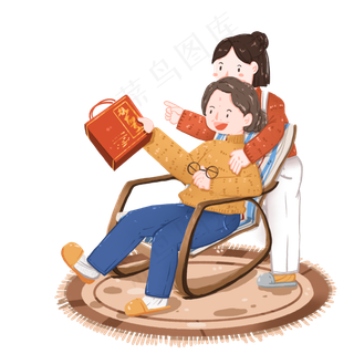 重阳节亲子送母亲礼物的女孩