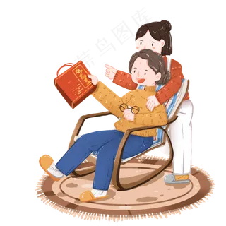 重阳节亲子送母亲礼物的女孩