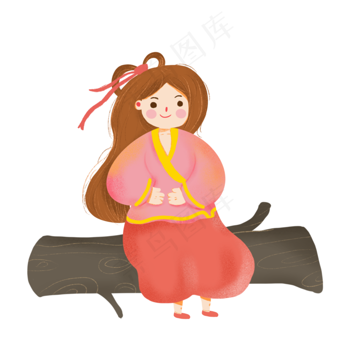 创意七夕节织女卡通人物