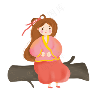 创意七夕节织女卡通人物