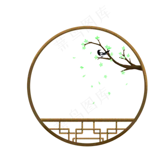 手绘古风绿梅边框