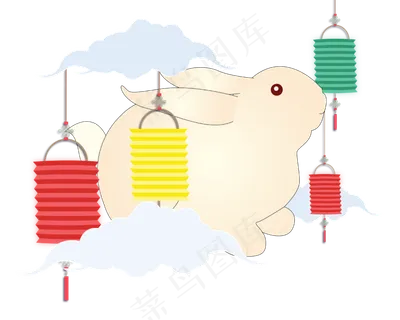 中秋节玉兔和灯笼