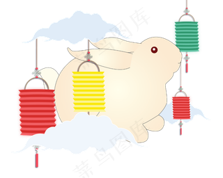 中秋节玉兔和灯笼
