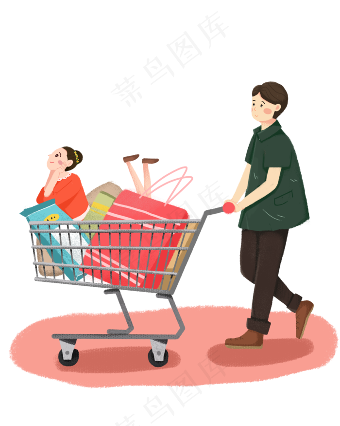 七夕情侣购物场景素材